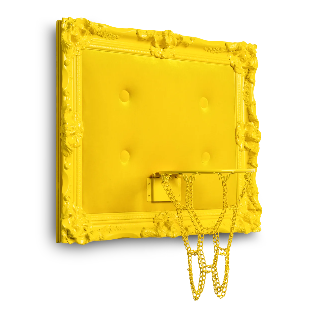 A vibrant yellow hoop made of luxurious velvet.