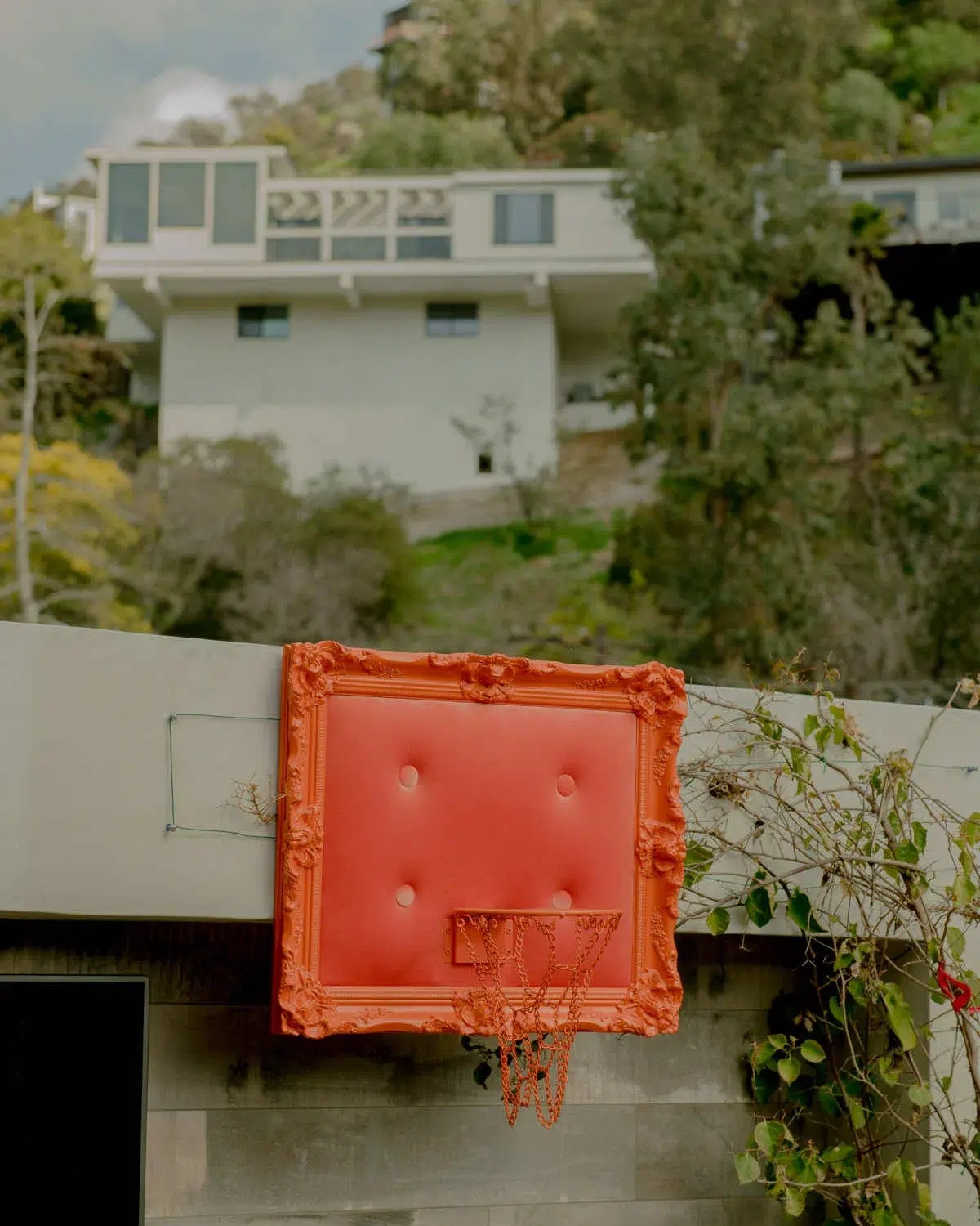 An Orange Velvet Hoop adorning a house.