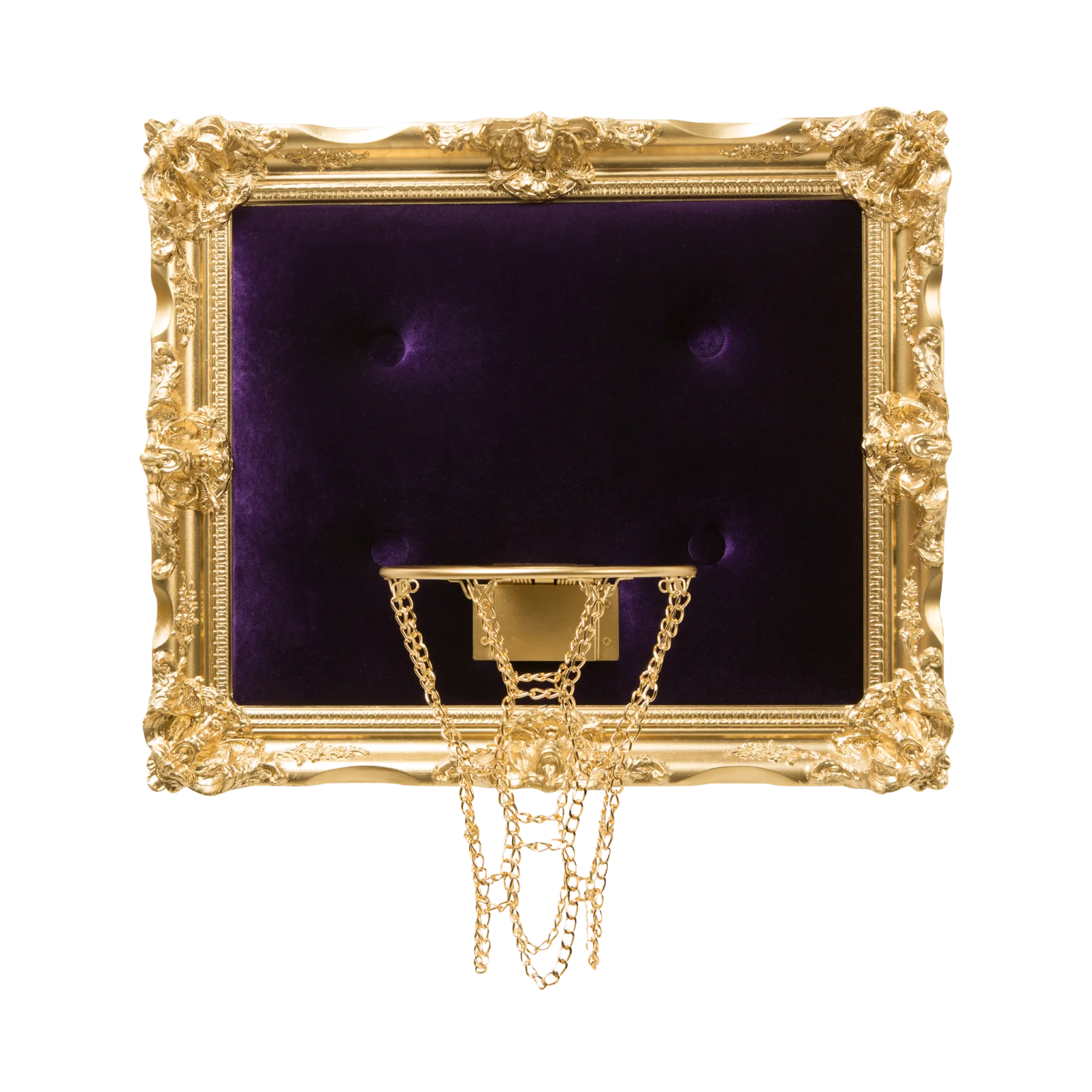 A lavish hoop adorned with purple velvet.