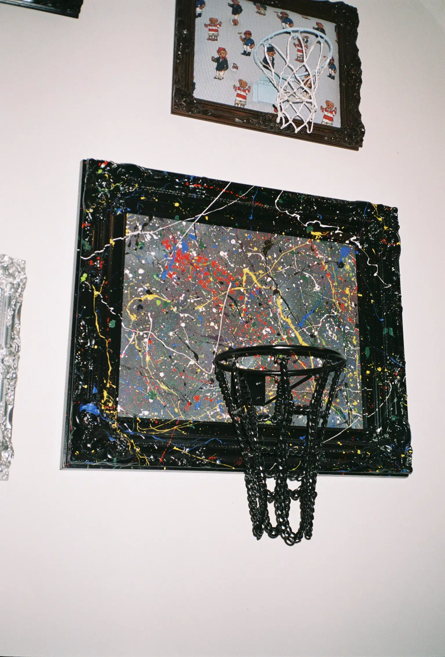 A Splatter Hoop mounted on a wall.